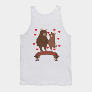 Happy Valentines day -Valentines Bear You + Me = Love Tank Top